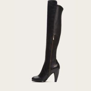 NEW FRYE MIKAELA Black Leather Over the Knee Boots Size 8